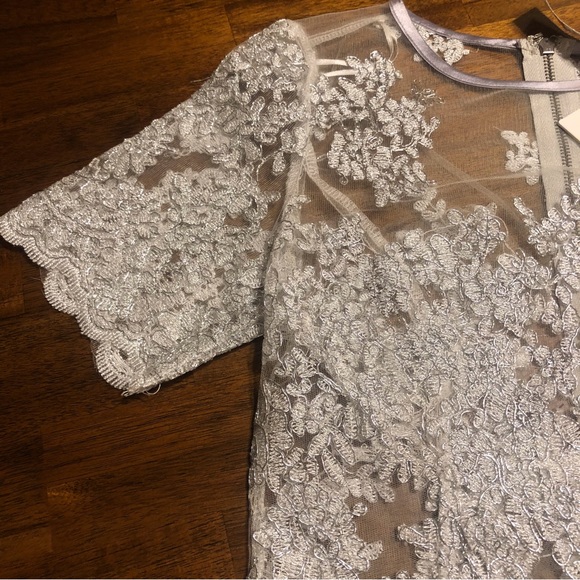 NWT $128 LF "Seek the Label" Embroidered Mesh Silver Top in size Small! - Picture 6 of 9
